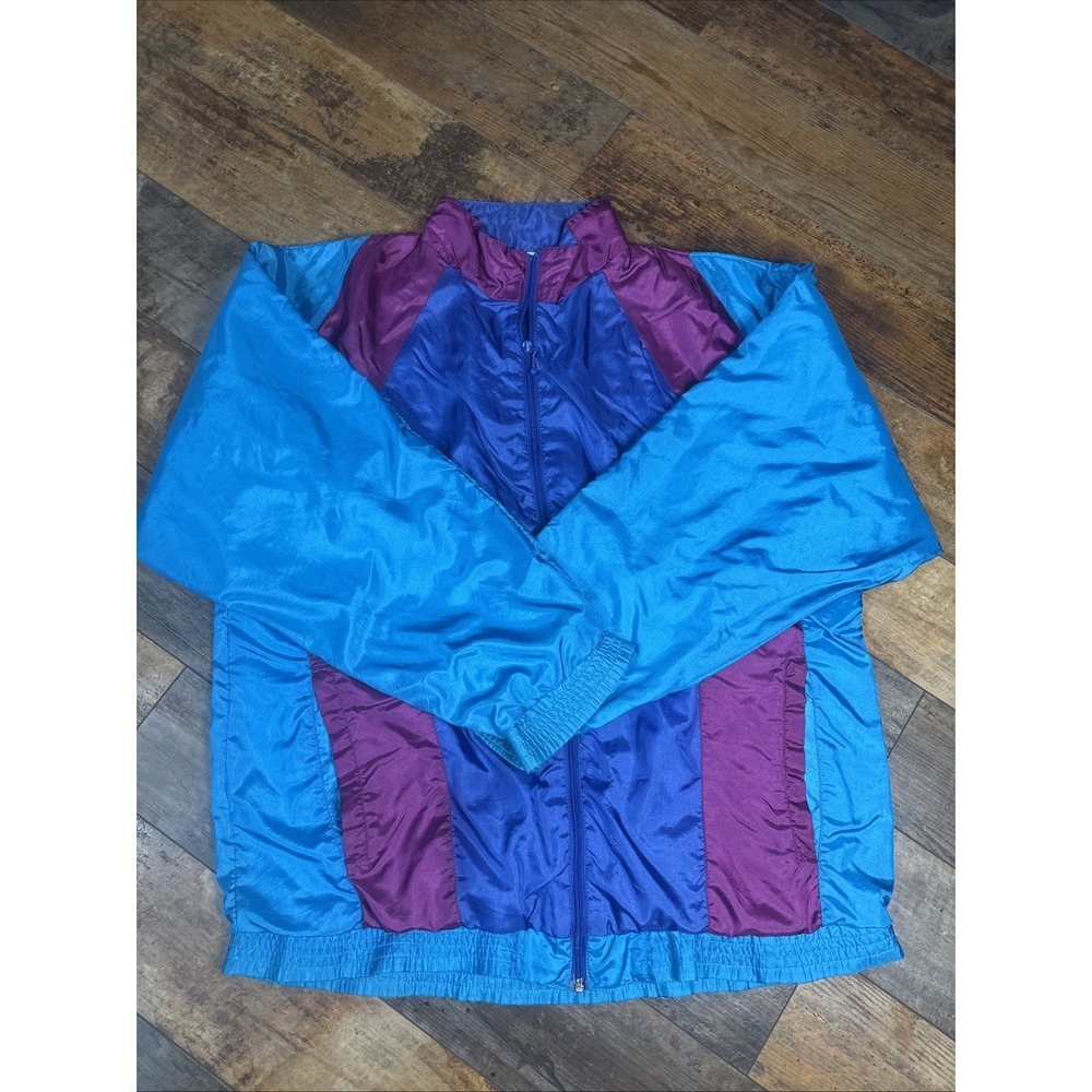 Vintage MacGregor Track Jacket Mens Large Blue Purple Colorblock 90s Windbreaker